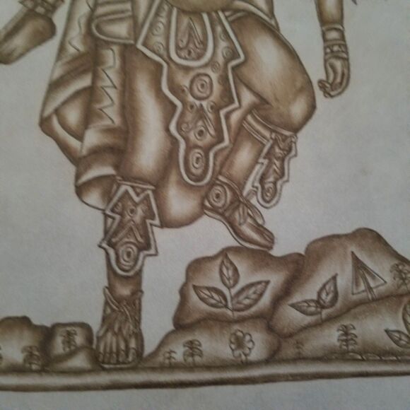 Amor Eterno Hand Burned Detail Leather Wall Art Aztec Warrior Eternal Love - Picture 5 of 6